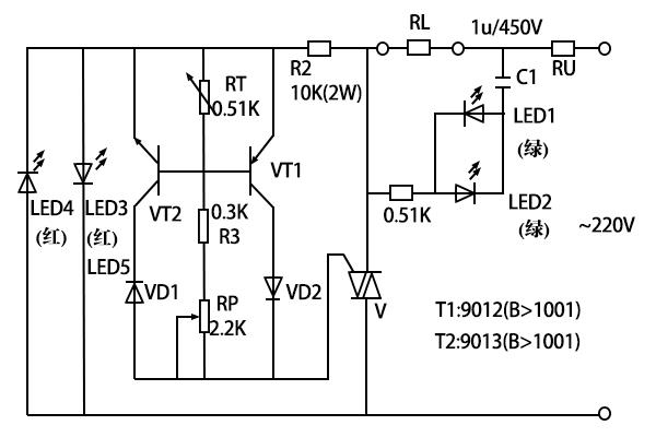 双向晶闸管温度控制的电路原理图